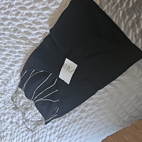 BNWT ZARA Rhinestone open back mini dress     M/L - Picture 4 of 6